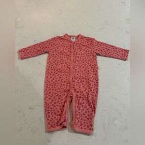 Sanetta One Piece Button Organic Outfit Pink Leopard Print Size 62 EU/NB US